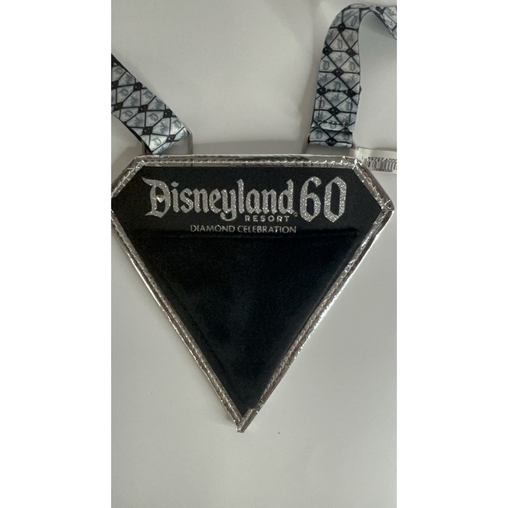 Disneyland 60 Diamond Celebration‎ Pin Lanyard & Pouch NEW Disney Black Silver - Picture 2 of 5